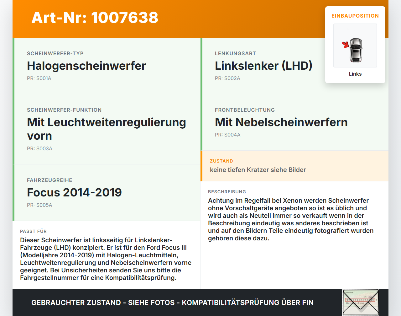 Ford Focus III 3 14-20 Halogen Scheinwerfer Frontscheinwerfer Links Ford Focus III 3 14-20 17.02.2015... Vorschau 3