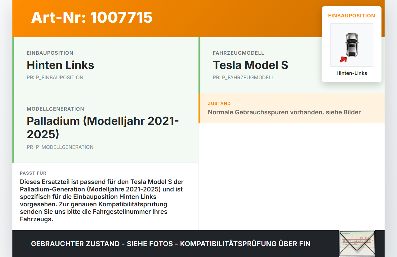 Tesla Model S Palladium 21-25 Radhausschale Innenkotflügel Verkleidung Hinten Links Tesla Model S Palladium 21-25... Vorschau 3