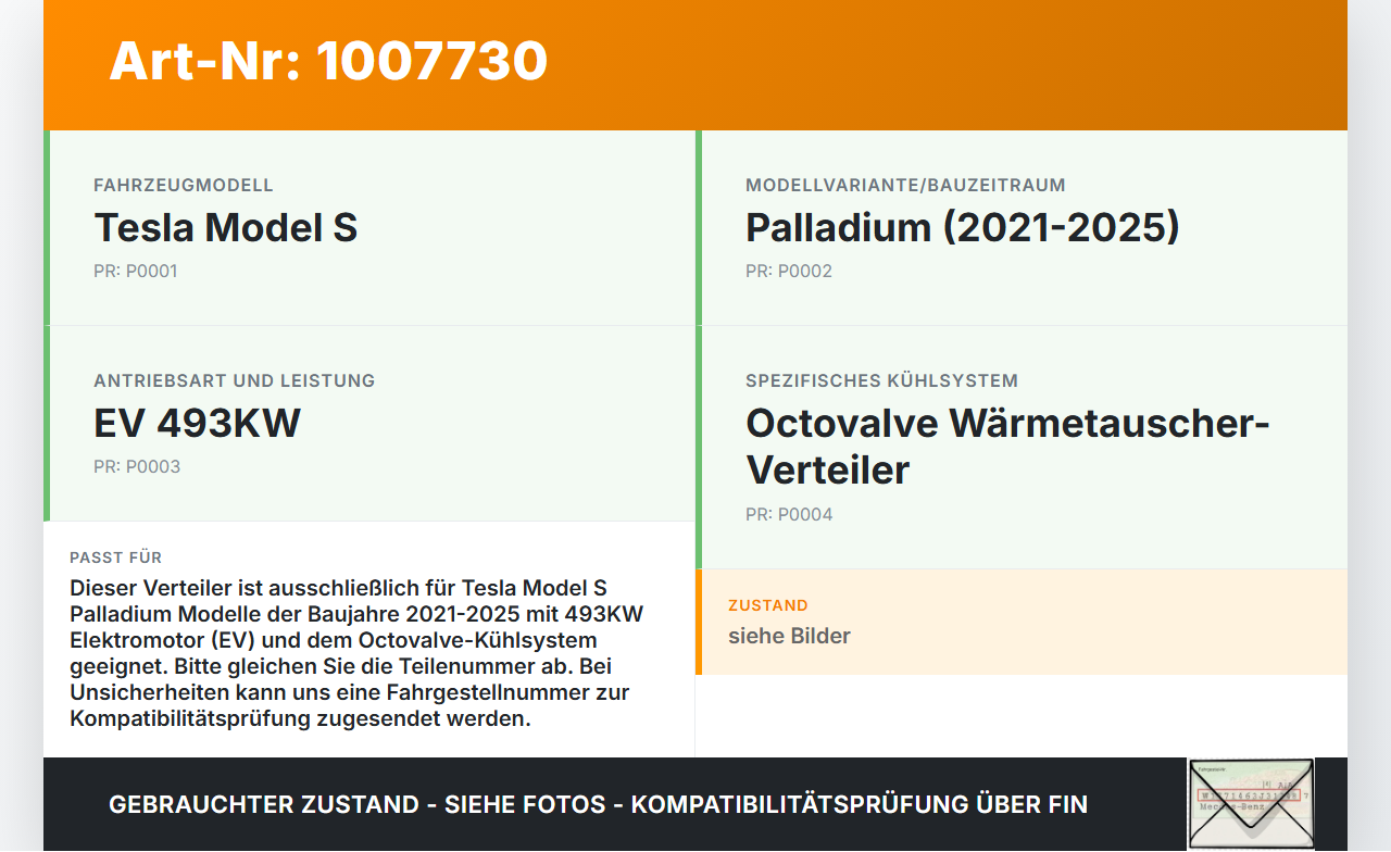 Tesla Model S Palladium 21-25 EV  493KW Verteiler für Wärmetauscher Octovalve Tesla Model S Palladium 21-25... Vorschau 3