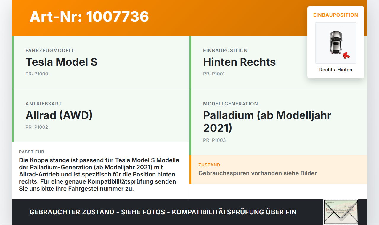 Tesla Model S Palladium 21-25 Koppelstangen Pendelstützen Rechts Hinten Tesla Model S Palladium 21-25 30.07.2024... Vorschau 3