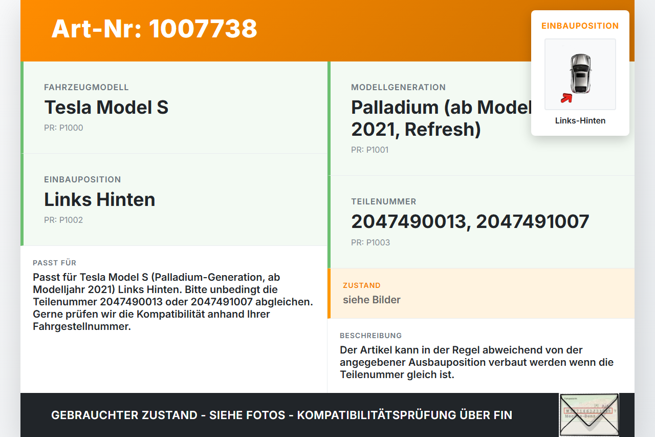 Tesla Model S Palladium 21-25 Sensor für Airbag Crashsensor Airbagsensor Links Hinten Tesla Model S Palladium 21-25... Vorschau 3
