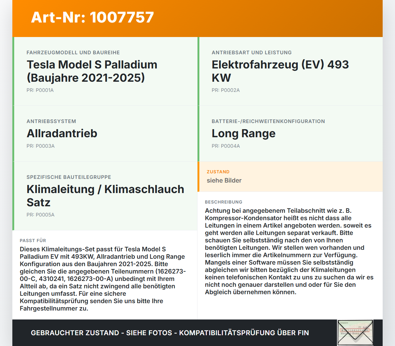 Tesla Model S Palladium 21-25 EV  493KW Klimaleitung Klimaschlauch Satz Klimaanlage Tesla Model S Palladium 21-25... Vorschau 3
