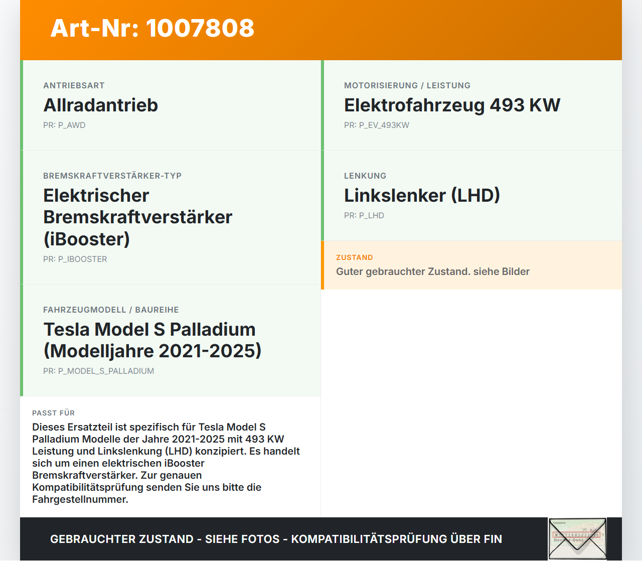 Tesla Model S Palladium 21-25 EV  493KW Bremskraftverstärker iBooster Tesla Model S Palladium 21-25 30.07.2024... Vorschau 3