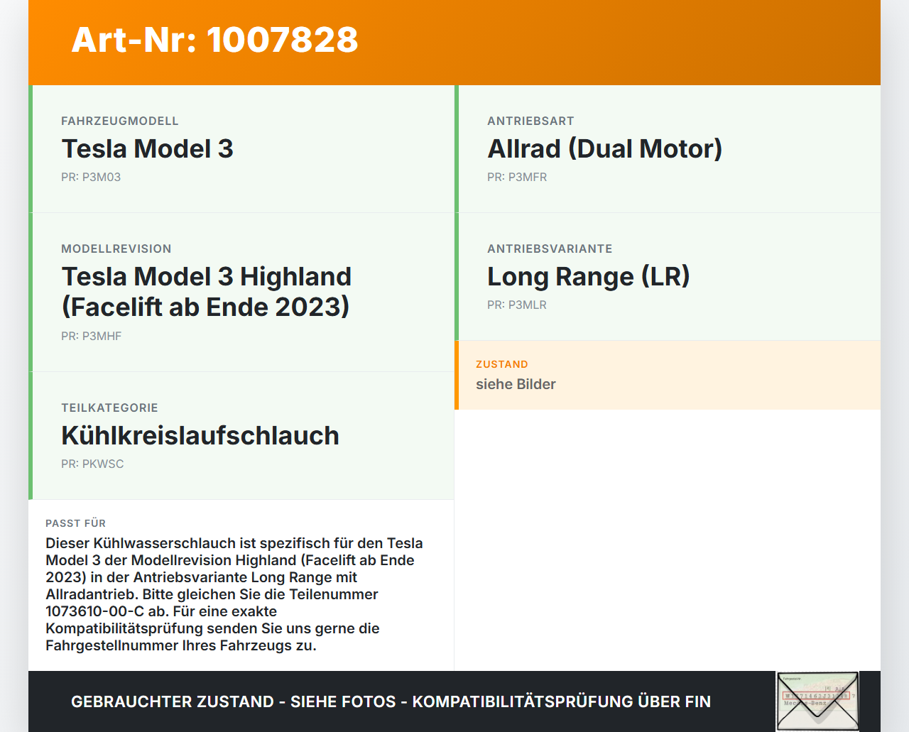 Tesla Model 3 LR Highland EV  KW Kühlwasserschlauch Wasserschlauch Schlauch Leitung Tesla Model 3 LR Highland... Vorschau 3