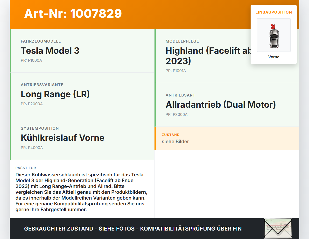 Tesla Model 3 LR Highland EV  KW Kühlwasserschlauch Wasserschlauch Schlauch Kühlung Vorne Tesla Model 3 LR Highland... Vorschau 3