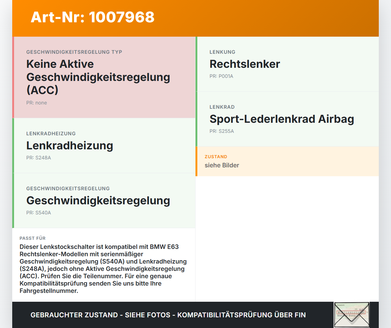 BMW E63 6er 645Ci 03-07 Lenkstockschalter Tempomat Bedienung BMW E63 6er 645Ci 03-07 10.01.2005 6924104 61316924104... Vorschau 3