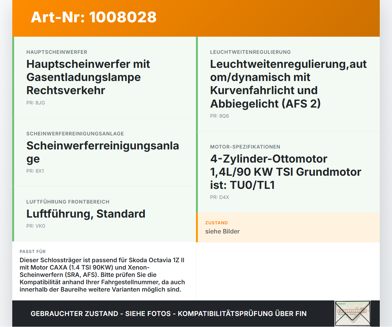Skoda Octavia 1Z II 09-13 TSI 1,4 90KW Schlossträger Frontmaske Träger Frontgerüst Skoda Octavia 1Z II 09-13... Vorschau 3