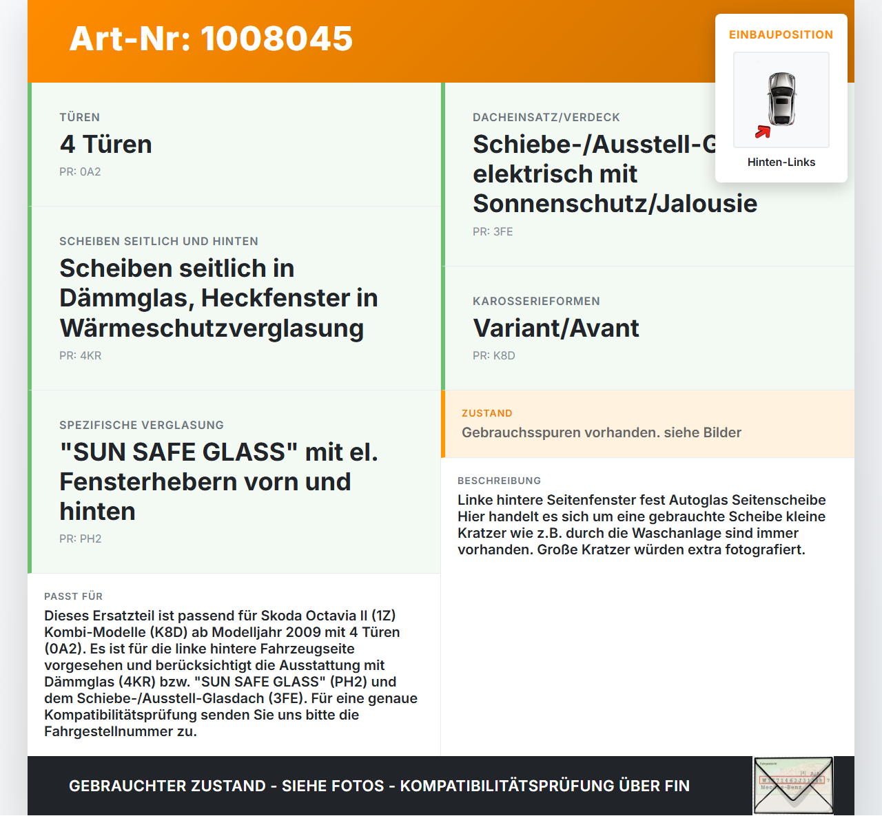 Skoda Octavia 1Z II 09-13 Kombi Seitenscheibe Dichtung Dreiecksfenster Hinten Links Skoda Octavia 1Z II 09-13... Vorschau 3