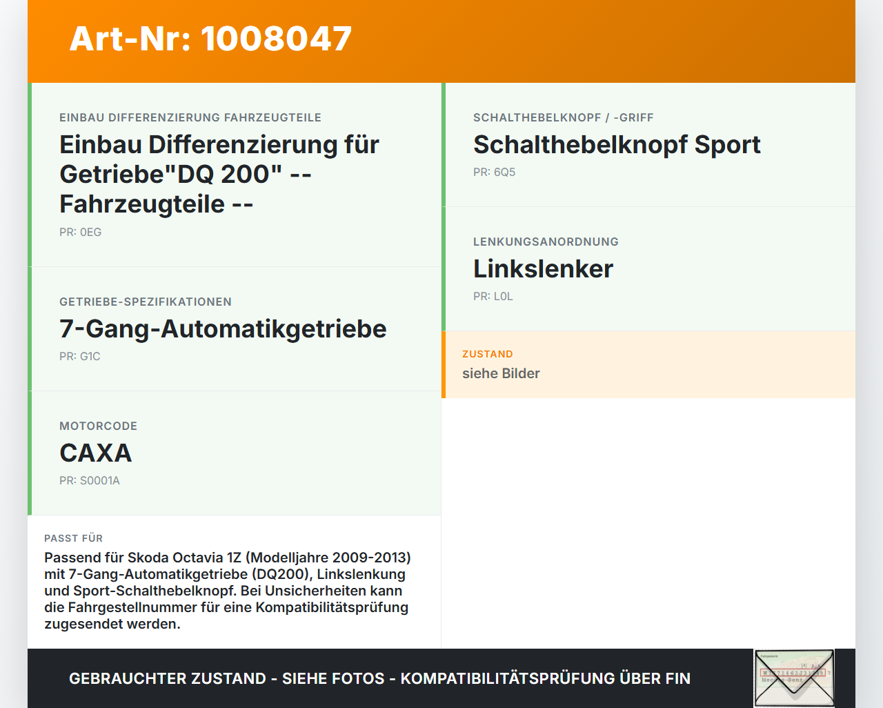 Skoda Octavia 1Z II 09-13 TSI 1,4 90KW Autom Schaltkulisse Wählhebel Schalthebel Automatik Skoda Octavia 1Z II... Vorschau 3