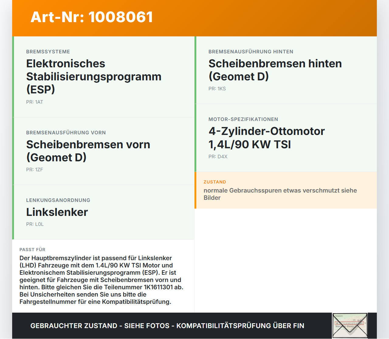 Skoda Octavia 1Z II 09-13 Hauptbremszylinder Bremszylinder Skoda Octavia 1Z II 09-13 27.01.2011 1K1614019K... Vorschau 3