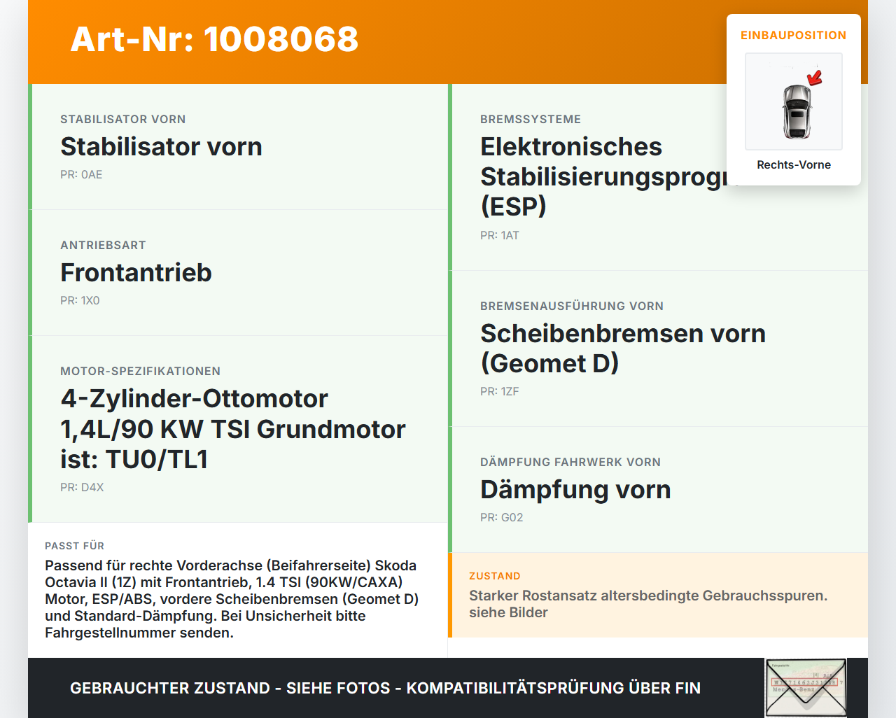 Skoda Octavia 1Z II 09-13 TSI 1,4 90KW Achsschenkel Radnabe mit ABS Rechts Vorne Skoda Octavia 1Z II 09-13... Vorschau 3