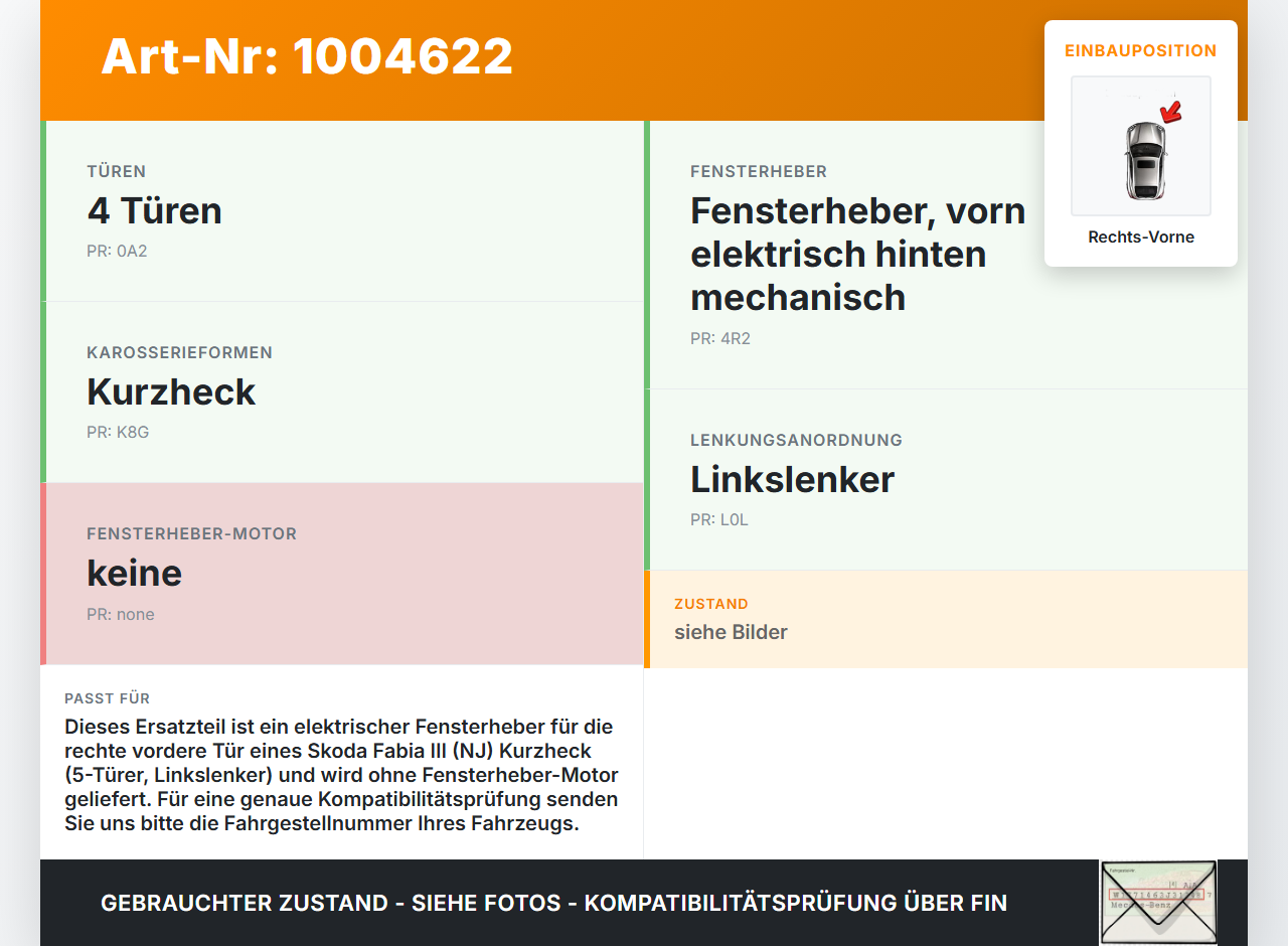 Skoda Fabia III NJ 14-22 5T Fensterheber o. FH-Motor Rechts Vorne Skoda Fabia III NJ 14-22 04.10.2018 6V0837462B... Vorschau 3