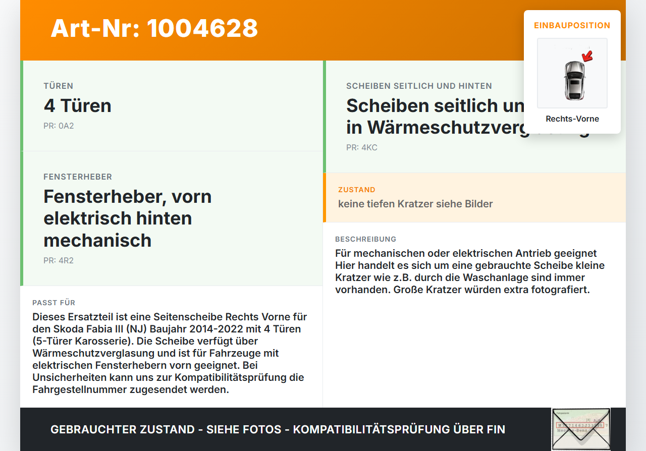 Skoda Fabia III NJ 14-22 5T Seitenscheibe RVK Türscheibe Rechts Vorne Skoda Fabia III NJ 14-22 04.10.2018... Vorschau 3