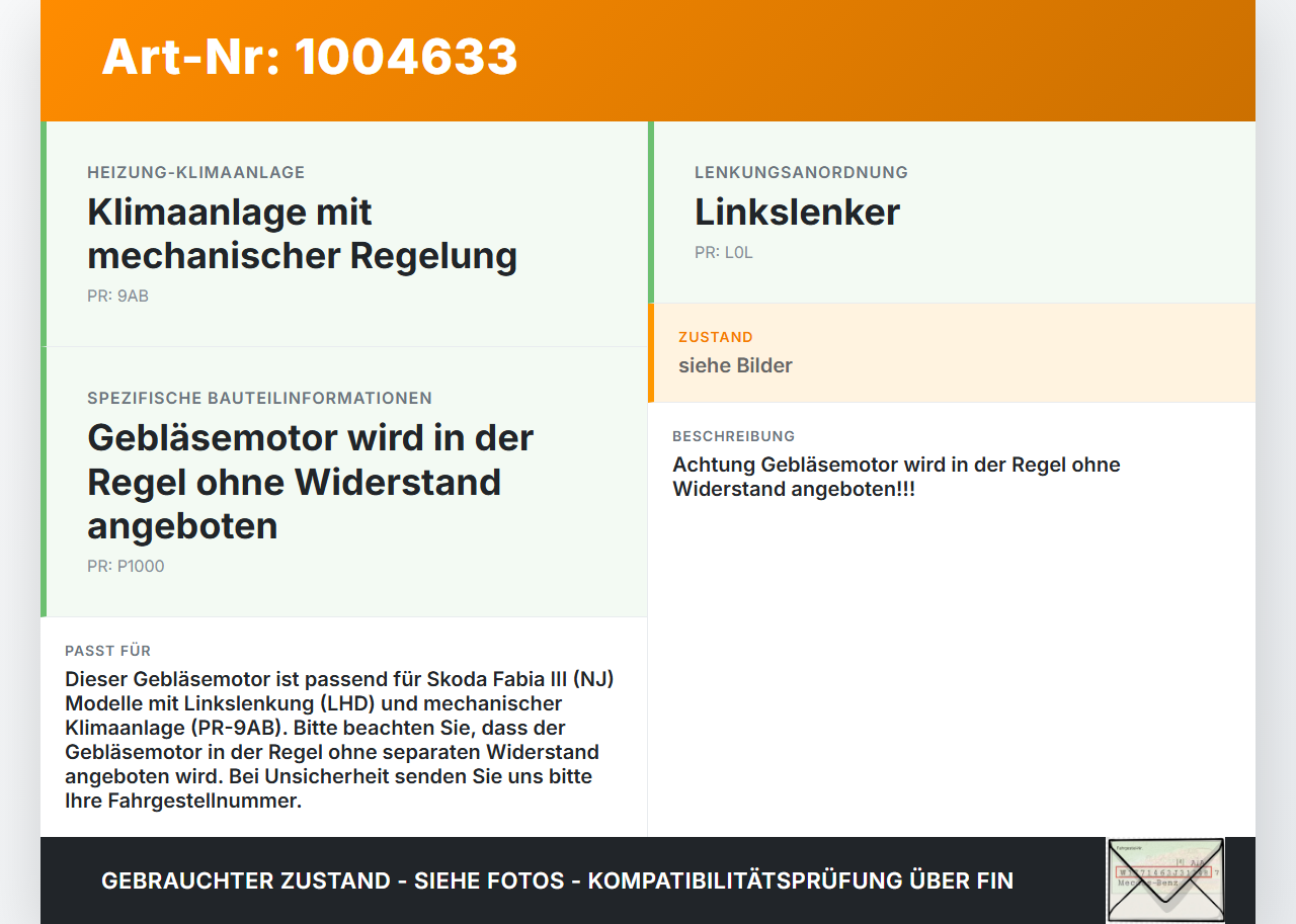 Skoda Fabia III NJ 14-22 Gebläsemotor Lüftermotor Heizungsgebläse Skoda Fabia III NJ 14-22 04.10.2018 6R1819015A... Vorschau 3