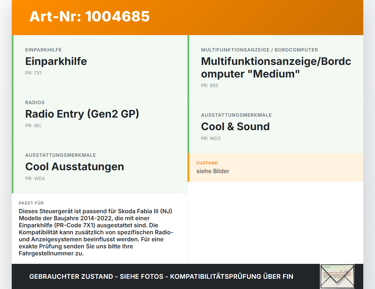 Skoda Fabia III NJ 14-22 Steuergerät ECU Modul Einparkhilfe PDC SG Skoda Fabia III NJ 14-22 04.10.2018 5Q0919283G... Vorschau 3