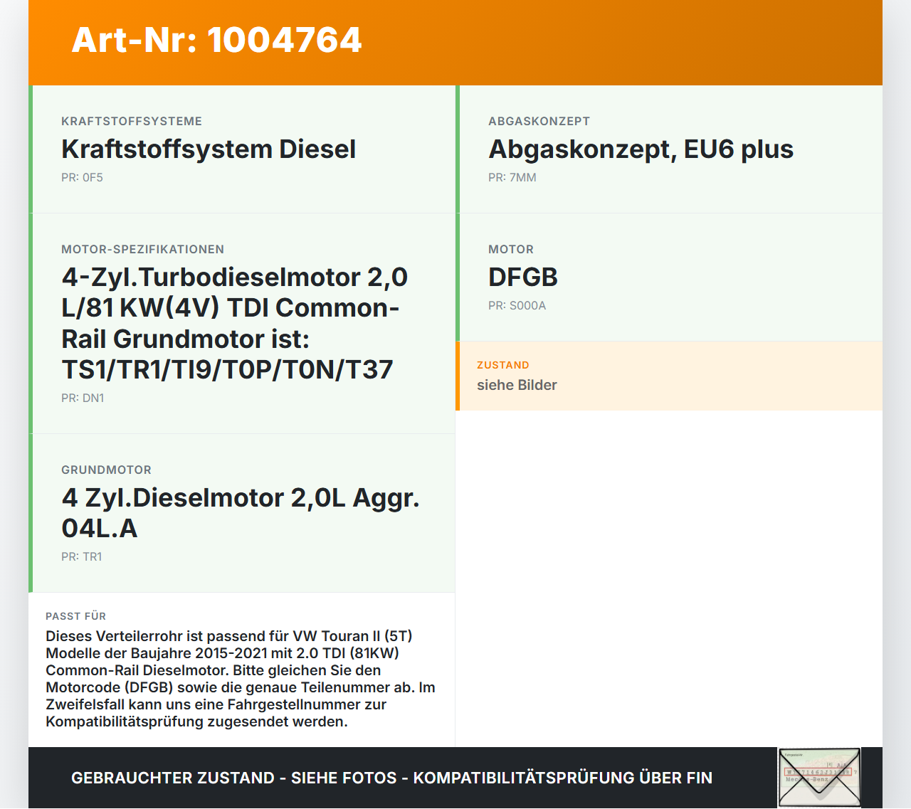 VW Touran II 5T 15-21 TDI 2,0 81KW Verteilerrohr für Hochdruck Verteiler VW Touran II 5T 15-21 24.10.2016... Vorschau 3
