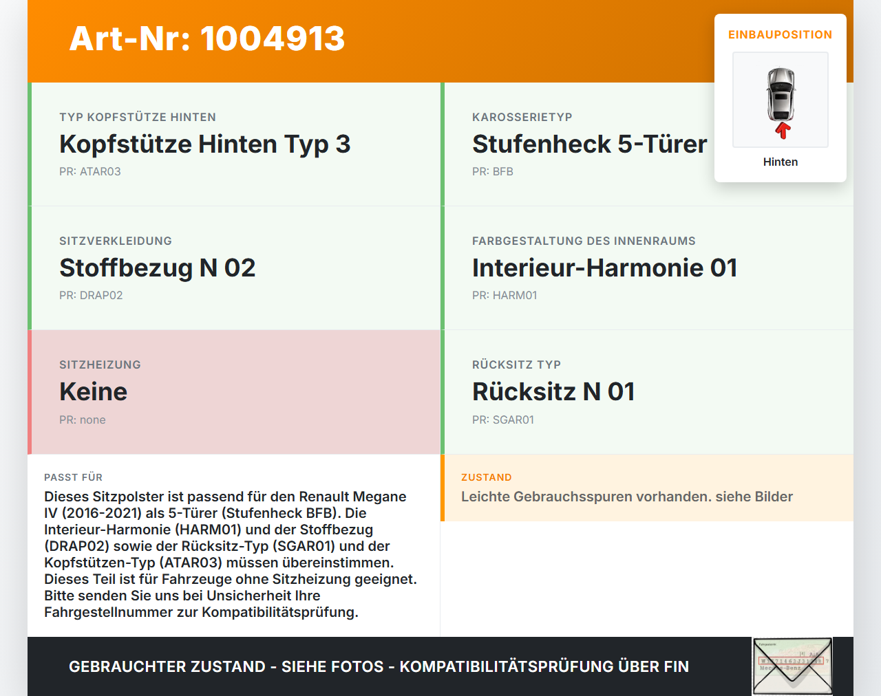 Renault Megane IV 4 16-21 5T Sitzbezug Sitzpolster für Rücksitzbank Hinten Renault Megane IV 4 16-21 10.12.2018... Vorschau 3