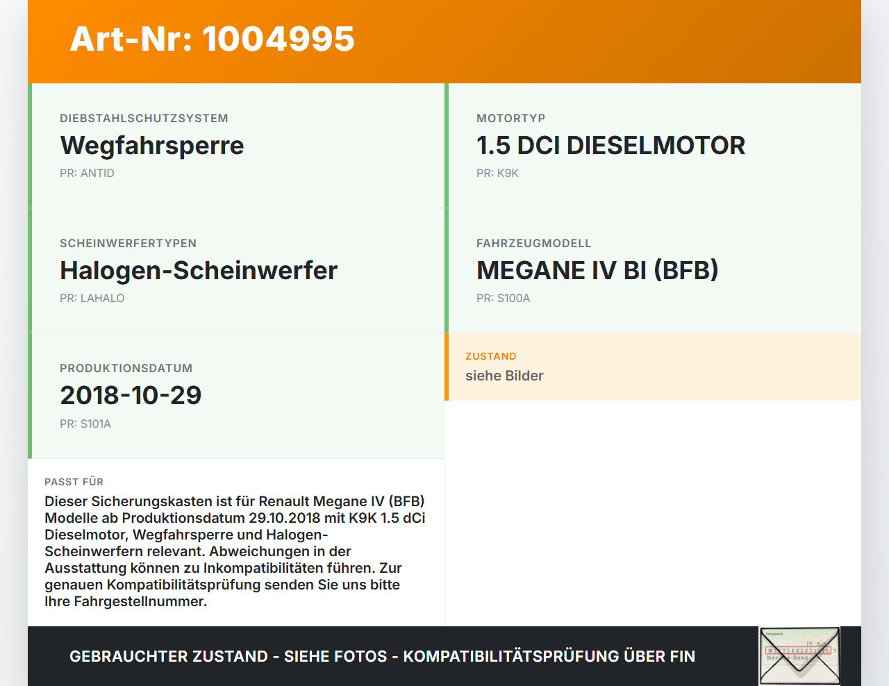 Renault Megane IV 4 16-21 dCi 1,5 85KW Sicherungskasten Zentralelektrik Renault Megane IV 4 16-21 10.12.2018... Vorschau 3