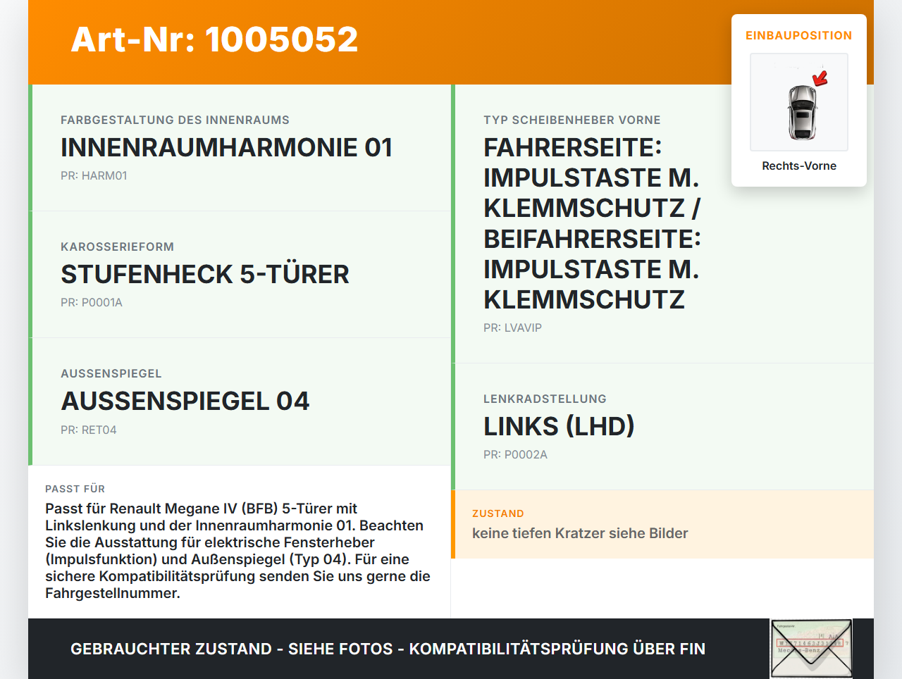 Renault Megane IV 4 16-21 5T Türverkleidung Türpappe Rechts Vorne Renault Megane IV 4 16-21 10.12.2018 809009313R... Vorschau 3