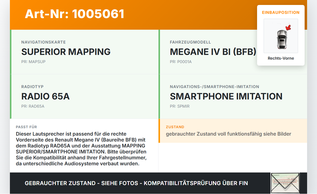 Renault Megane IV 4 16-21 Lautsprecher Rechts Vorne Renault Megane IV 4 16-21 10.12.2018 gebraucht Vorschau 3