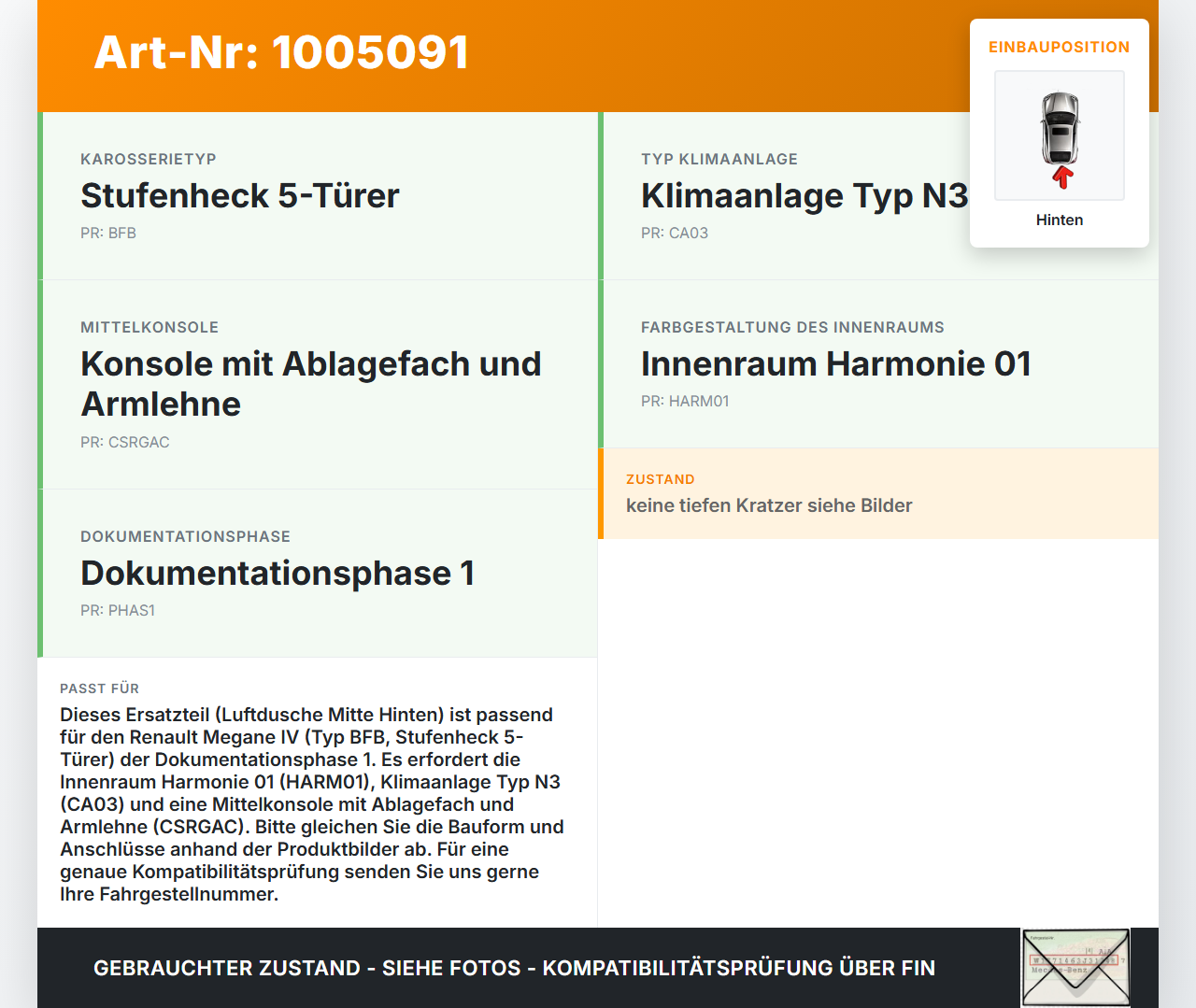 Renault Megane IV 4 16-21 Luftdusche Luftdüse Mitte Hinten Renault Megane IV 4 16-21 10.12.2018 gebraucht Vorschau 3