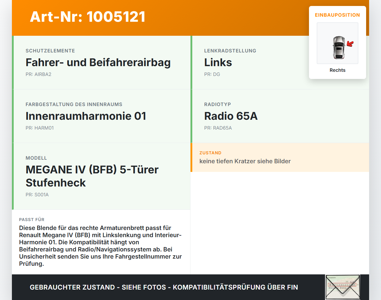 Renault Megane IV 4 16-21 Blende für Armaturenbrett Abdeckung Rechts Renault Megane IV 4 16-21 10.12.2018 gebraucht Vorschau 3
