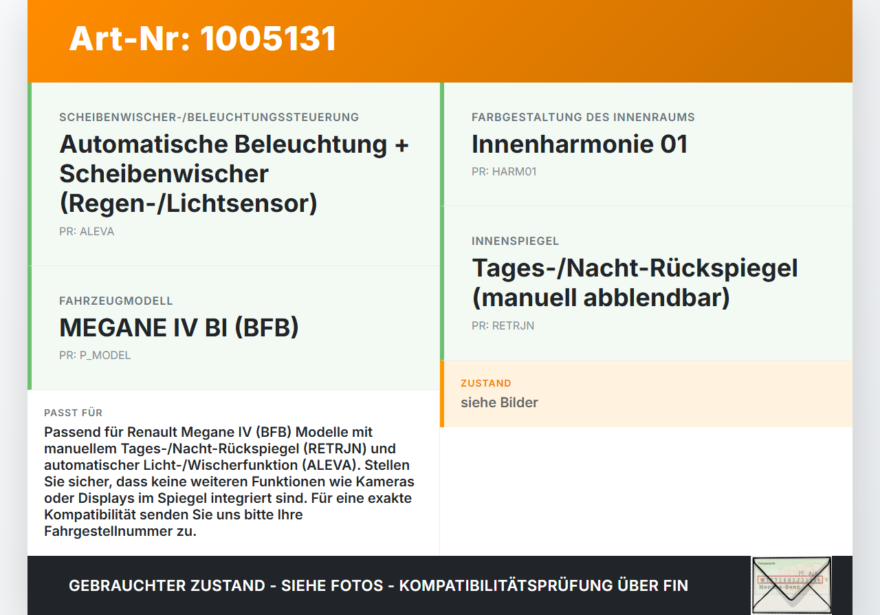 Renault Megane IV 4 16-21 Innenspiegel Rückspiegel Spiegel Innen Renault Megane IV 4 16-21 10.12.2018 0206028 gebraucht Vorschau 3