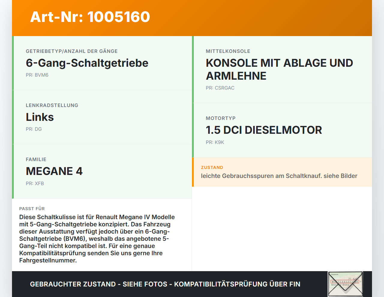 Renault Megane IV 4 16-21 dCi 1,5 85KW Schaltkulisse Schalthebel 5G Renault Megane IV 4 16-21 10.12.2018 341042886R... Vorschau 3