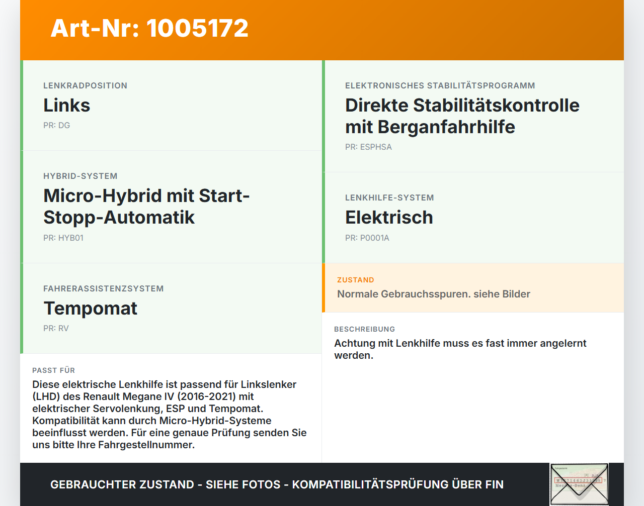 Renault Megane IV 4 16-21 Lenkhilfe Lenksäule elektrisch Renault Megane IV 4 16-21 10.12.2018 EAWCEC-086 488100812R... Vorschau 3