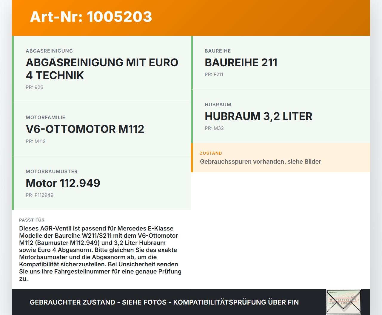 Mercedes E320 W211 S211 03-08 3,2 165KW 112949 Abgasrückführventil EGR AGR Ventil Mercedes E320 W211 S211 03-08... Vorschau 3