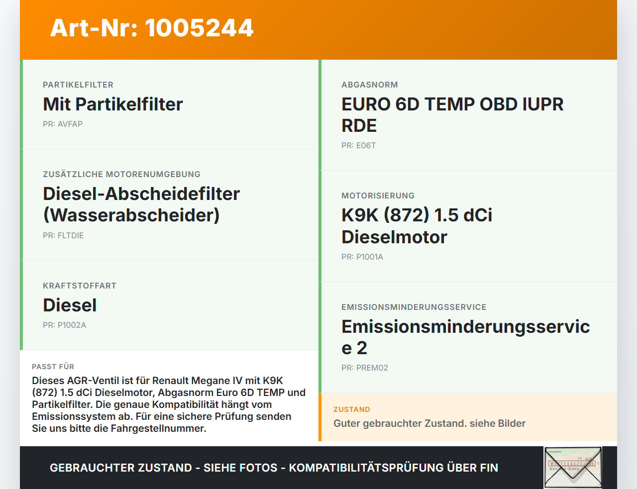 Renault Megane IV 4 16-21 dCi 1,5 85KW K9K872 AGR Ventil Abgasrückführventil EGR Renault Megane IV 4 16-21... Vorschau 3