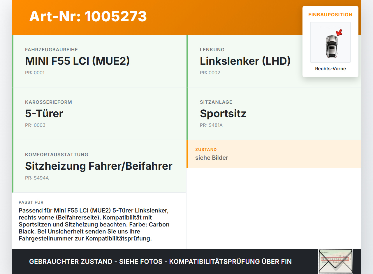 Mini Cooper S F55 LCI 18-21 Gurtschloss Rechts Vorne Mini Cooper S F55 LCI 18-21 01.07.2021 72117313299 7313299... Vorschau 3
