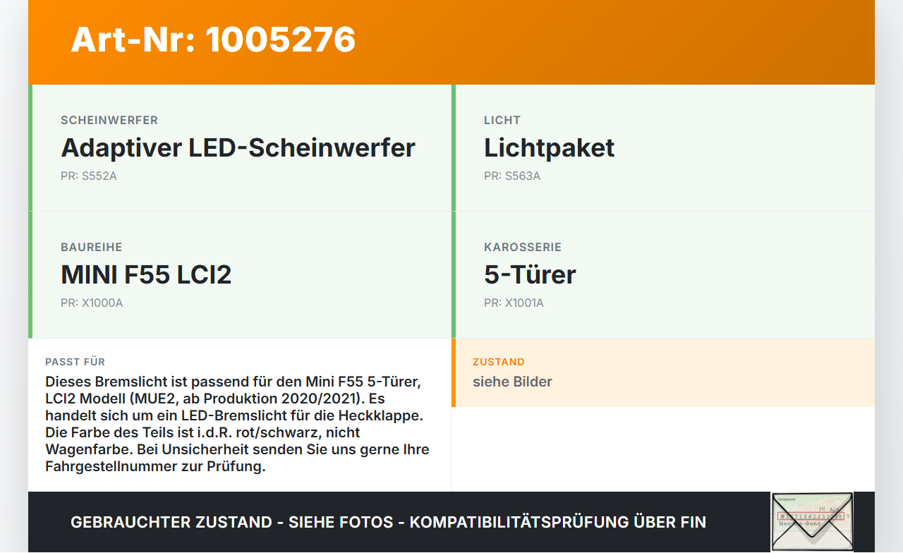 Mini Cooper S F55 LCI 18-21 Bremslicht 3te Bremsleuchte für Klappe Mini Cooper S F55 LCI 18-21 01.07.2021... Vorschau 3