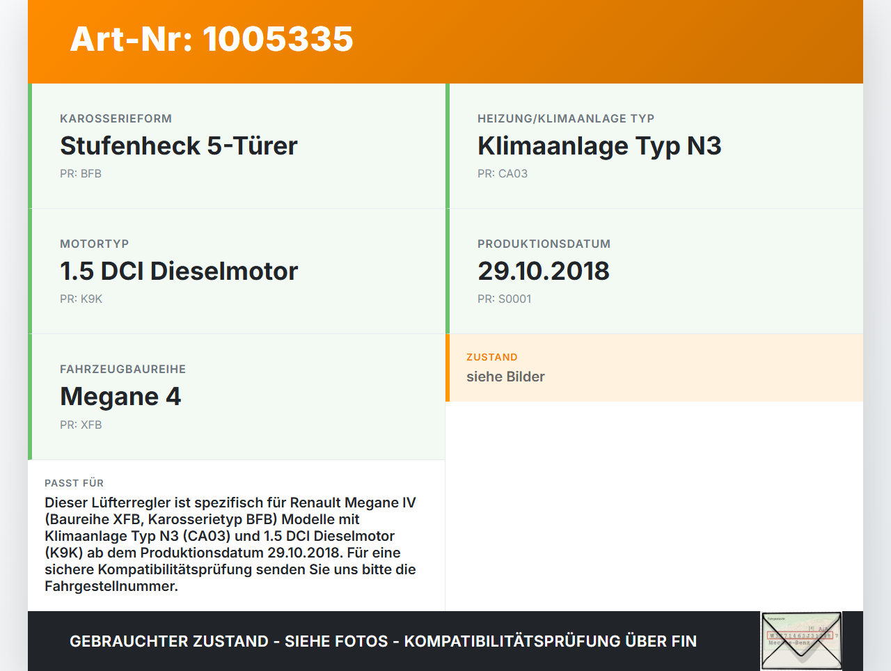 Renault Megane IV 4 16-21 Widerstand für Lüfter Renault Megane IV 4 16-21 10.12.2018 gebraucht Vorschau 3