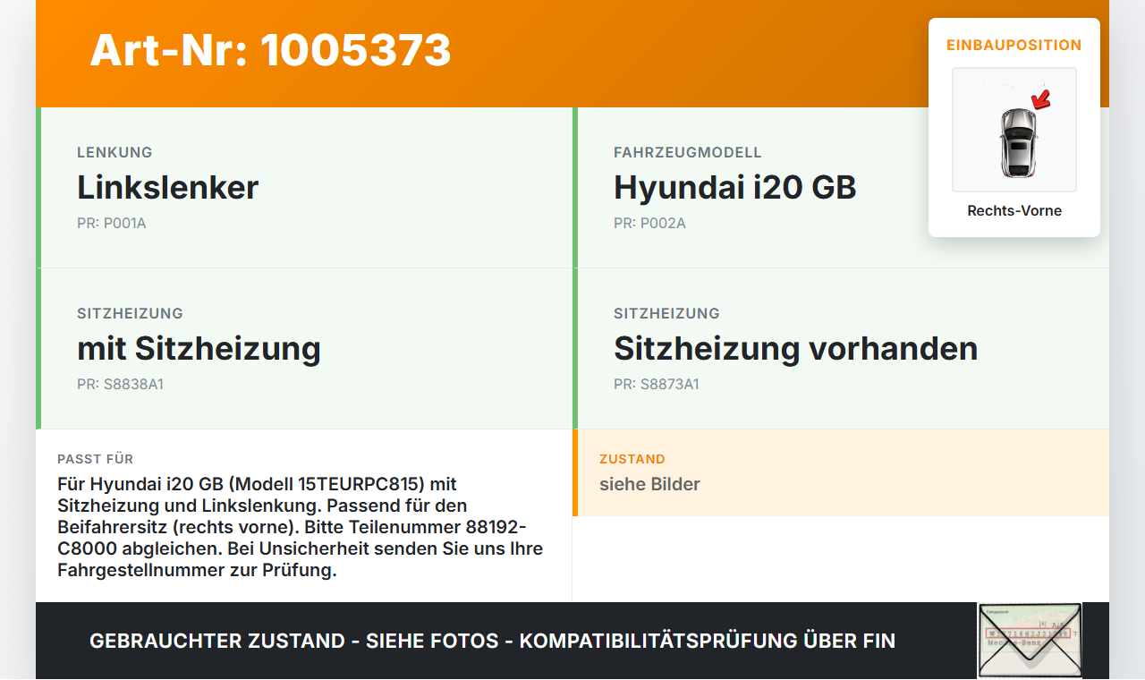 Hyundai I20 GB 16-21 Steuergerät SG ECU für Sitzheizung Rechts Vorne Hyundai I20 GB 16-21 17.04.2018 88192-C8000... Vorschau 3