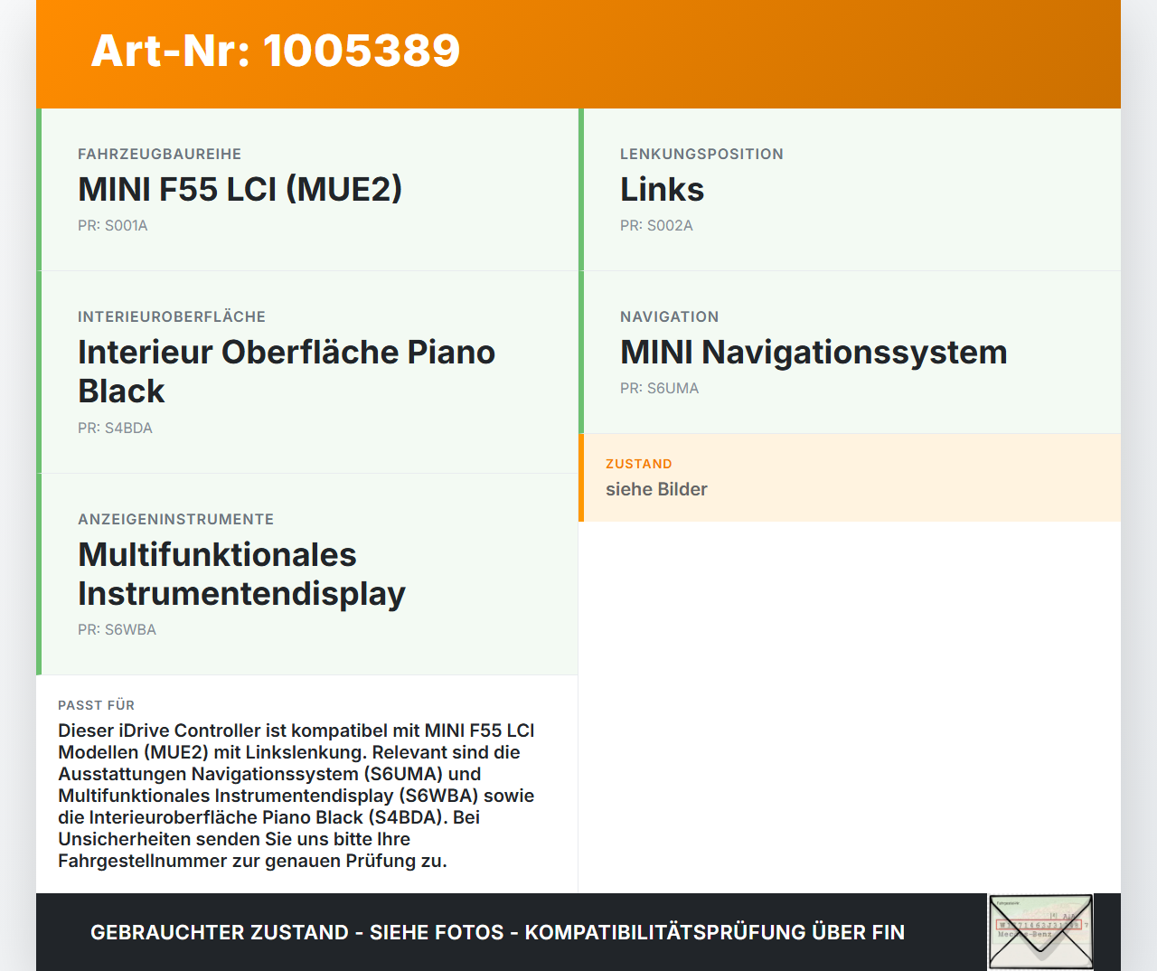 Mini Cooper S F55 LCI 18-21 Schalter IDrive Controller Regler Mini Cooper S F55 LCI 18-21 01.07.2021 65827911182... Vorschau 3