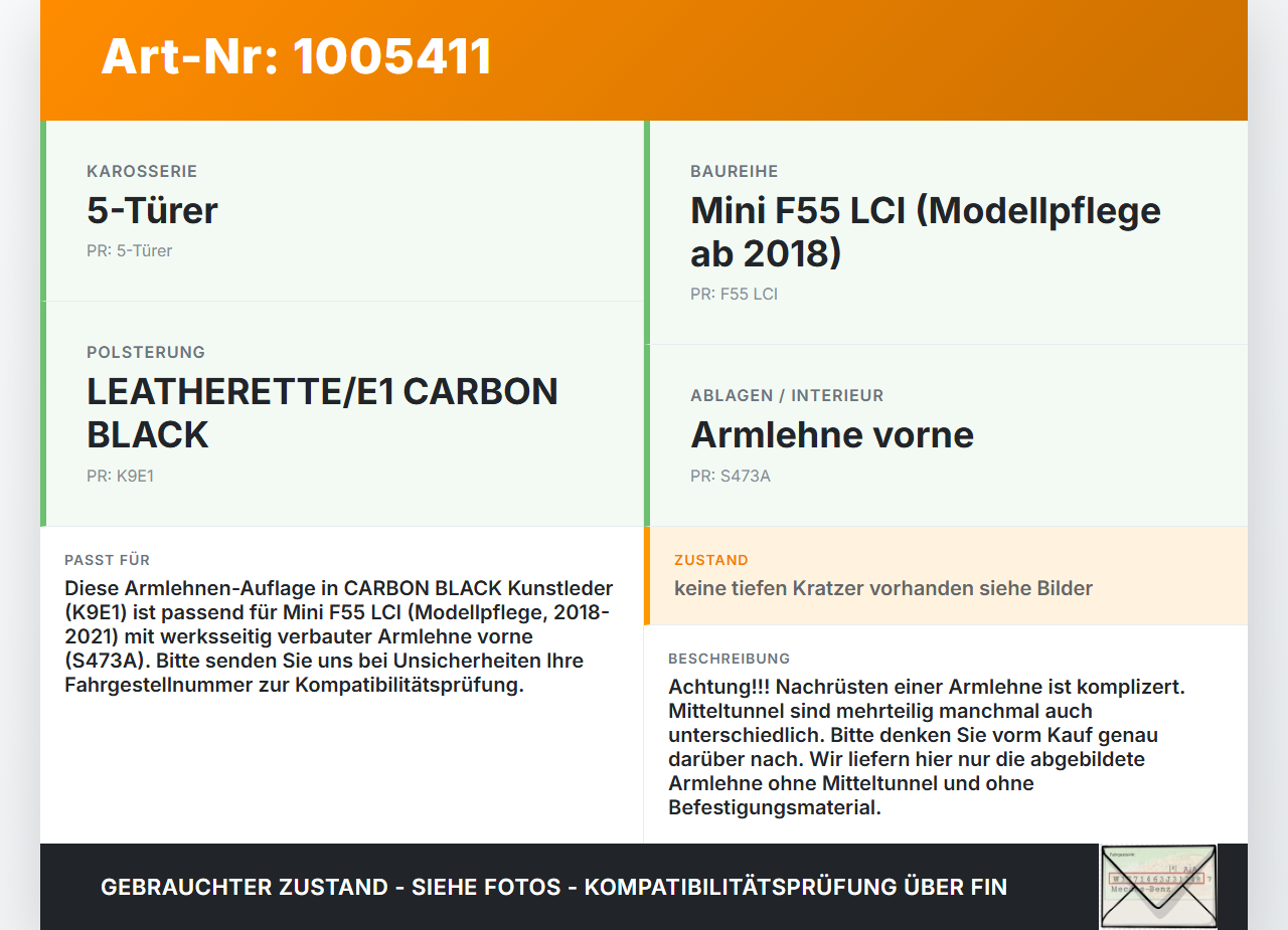 Mini Cooper S F55 LCI 18-21 Armlehne Mittelarmlehne Auflage CARBON BLACK Leder Mini Cooper S F55 LCI 18-21... Vorschau 3
