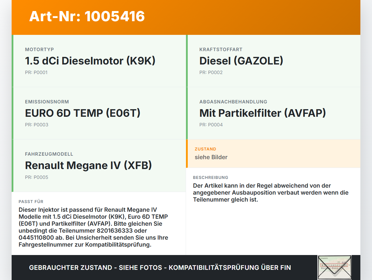 Renault Megane IV 4 16-21 dCi 1,5 85KW Injektor Einspritzdüse Zyl.2 Renault Megane IV 4 16-21 10.12.2018 8201636333... Vorschau 3