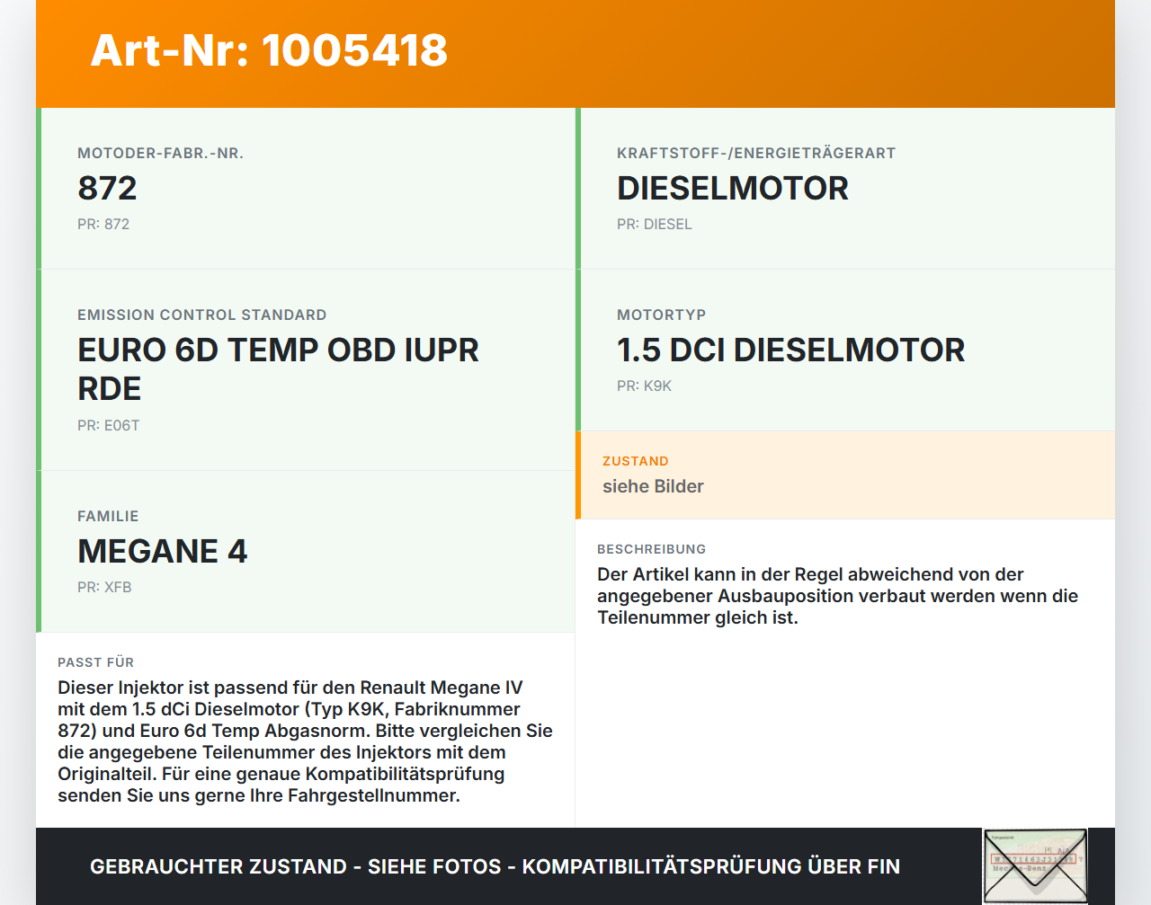 Renault Megane IV 4 16-21 dCi 1,5 85KW Injektor Einspritzdüse Zyl.1 Renault Megane IV 4 16-21 10.12.2018 0445110800... Vorschau 3