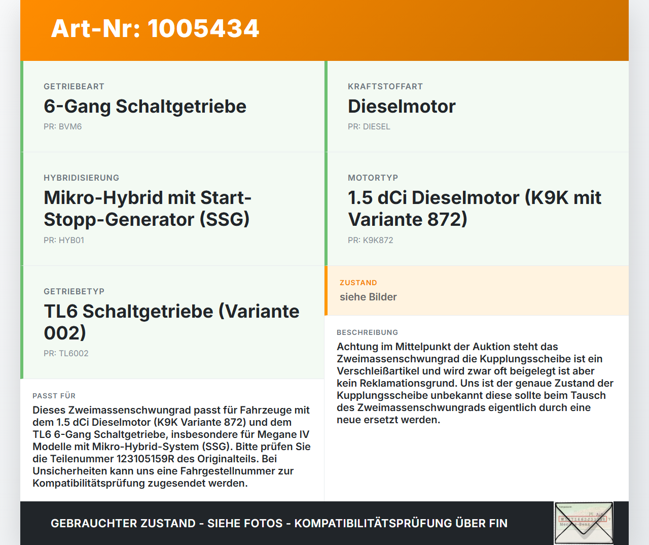 Renault Megane IV 4 16-21 dCi 1,5 85KW K9K872 Zweimassenschwungrad Schwungrad Renault Megane IV 4 16-21 10.12.2018... Vorschau 3