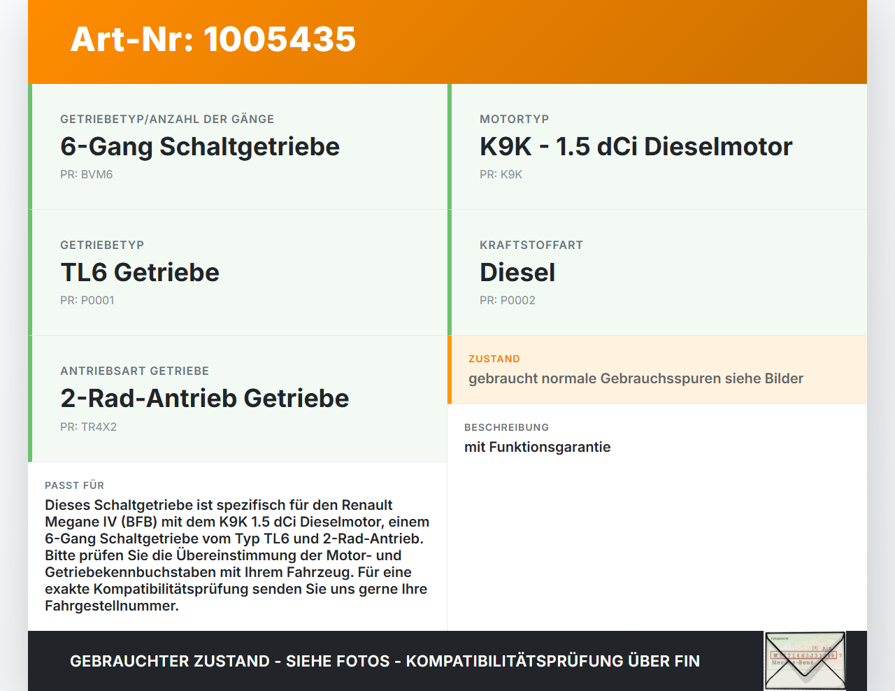 Renault Megane IV 4 16-21 dCi 1,5 85KW Schaltgetriebe Getriebe 6G TL6002 Renault Megane IV 4 16-21 10.12.2018... Vorschau 3
