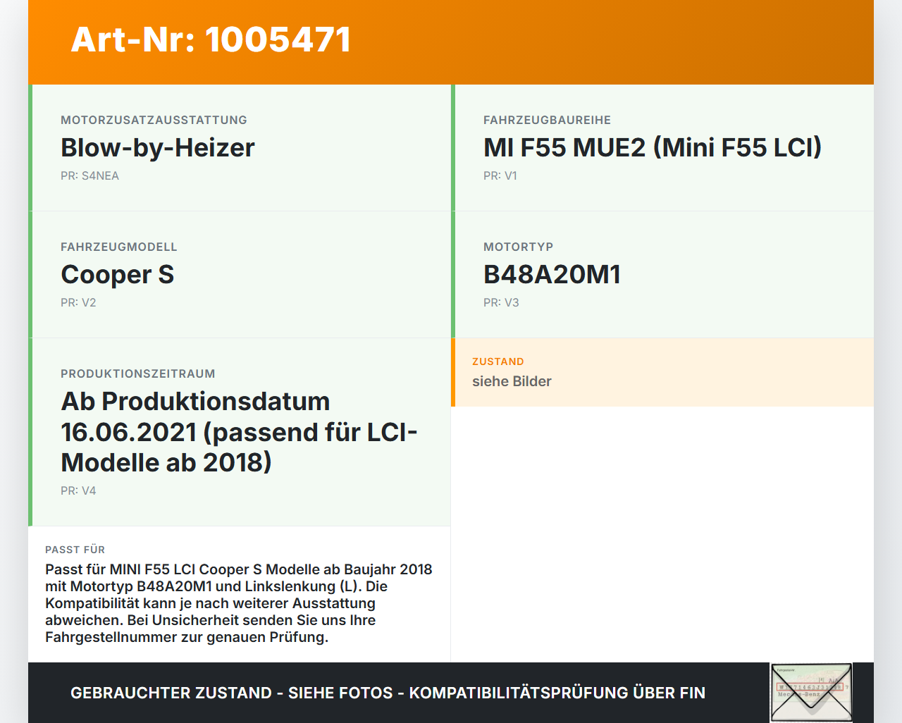 Mini Cooper S F55 LCI 18-21 Kabelbaum für Batterie IBS Sensor Mini Cooper S F55 LCI 18-21 01.07.2021 61216821205... Vorschau 3