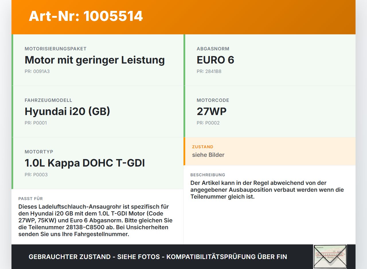 Hyundai I20 GB 16-21 1,0 75KW Ansaugrohr Ladeluftschlauch Luftschlauch Pos.1 Hyundai I20 GB 16-21 17.04.2018... Vorschau 3