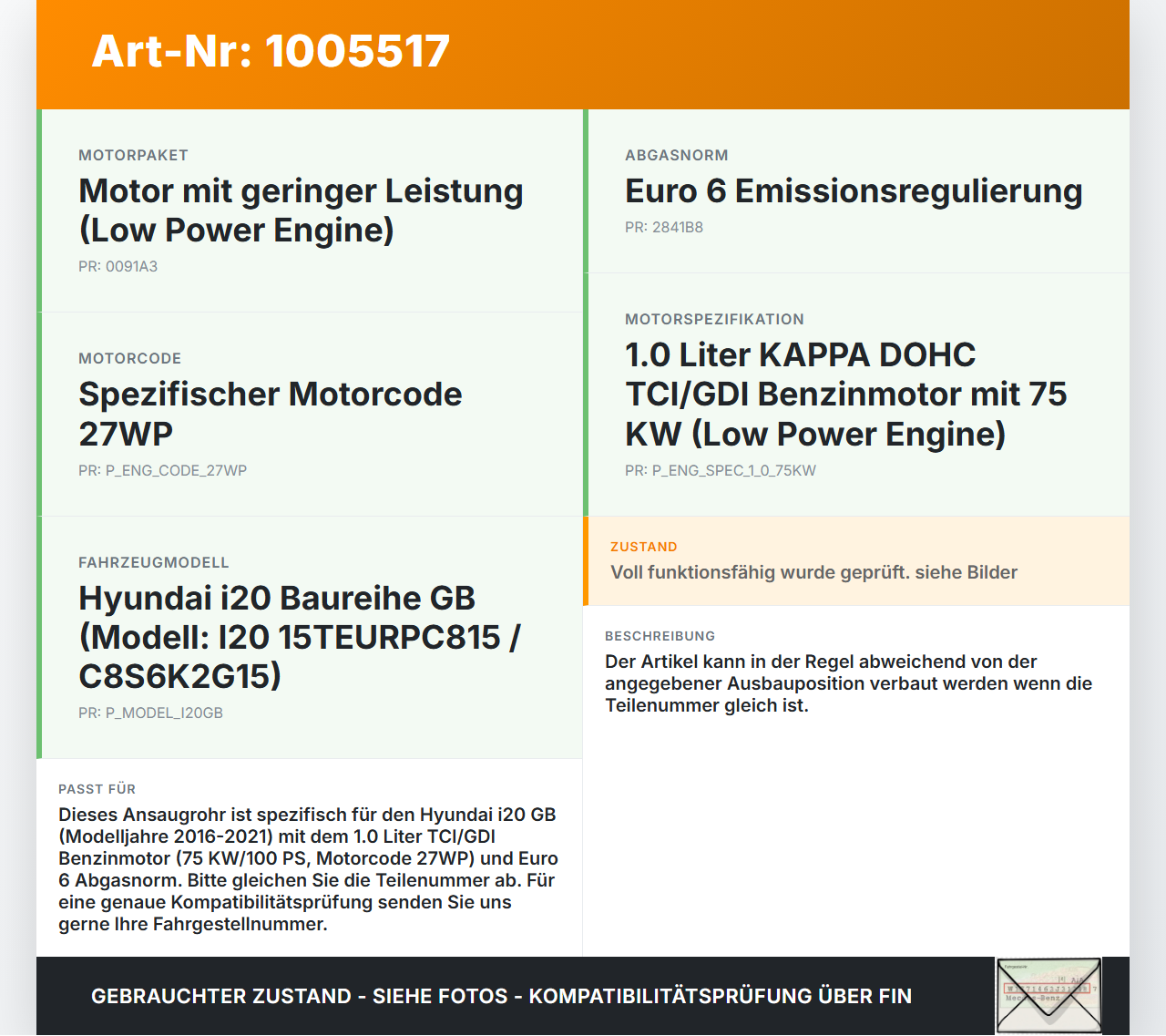 Hyundai I20 GB 16-21 1,0 75KW Ansaugrohr Ladeluftschlauch Luftschlauch Pos.1 Hyundai I20 GB 16-21 17.04.2018... Vorschau 3