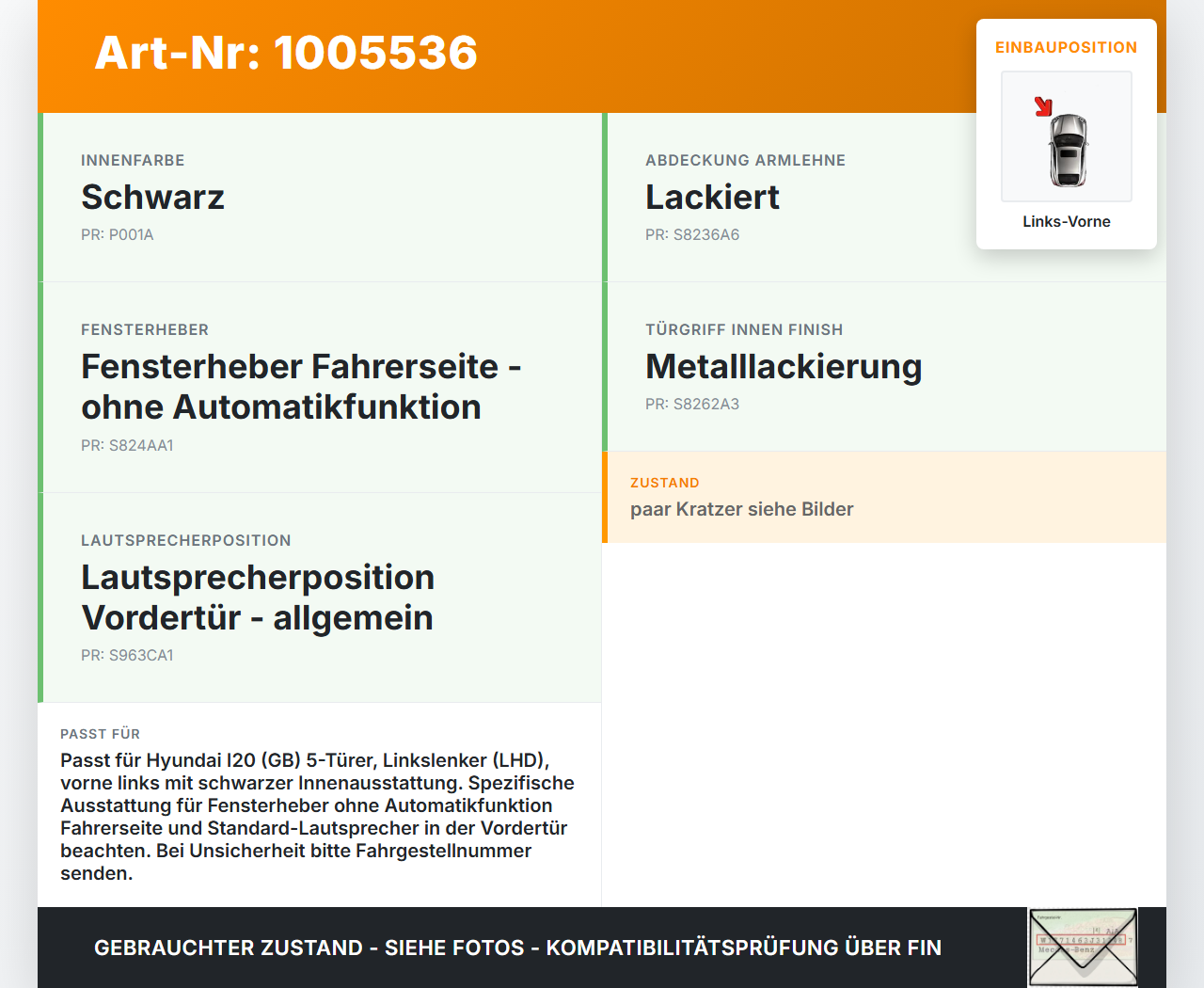 Hyundai I20 GB 16-21 5T Türverkleidung Türpappe Links Vorne Hyundai I20 GB 16-21 17.04.2018 gebraucht Vorschau 3