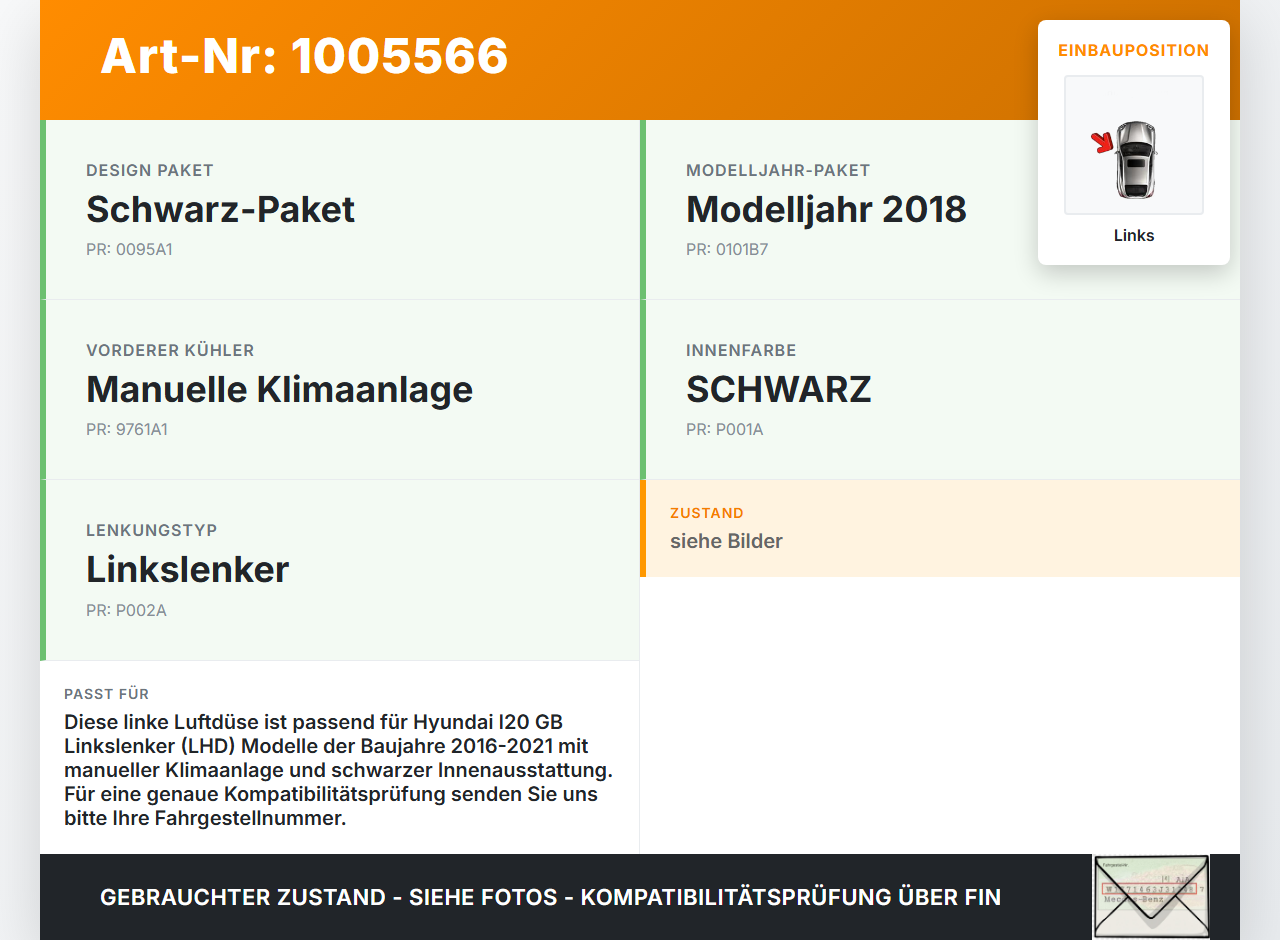 Hyundai I20 GB 16-21 Luftdüse Lüftungsgitter Luftdusche Links Hyundai I20 GB 16-21 17.04.2018 gebraucht Vorschau 3