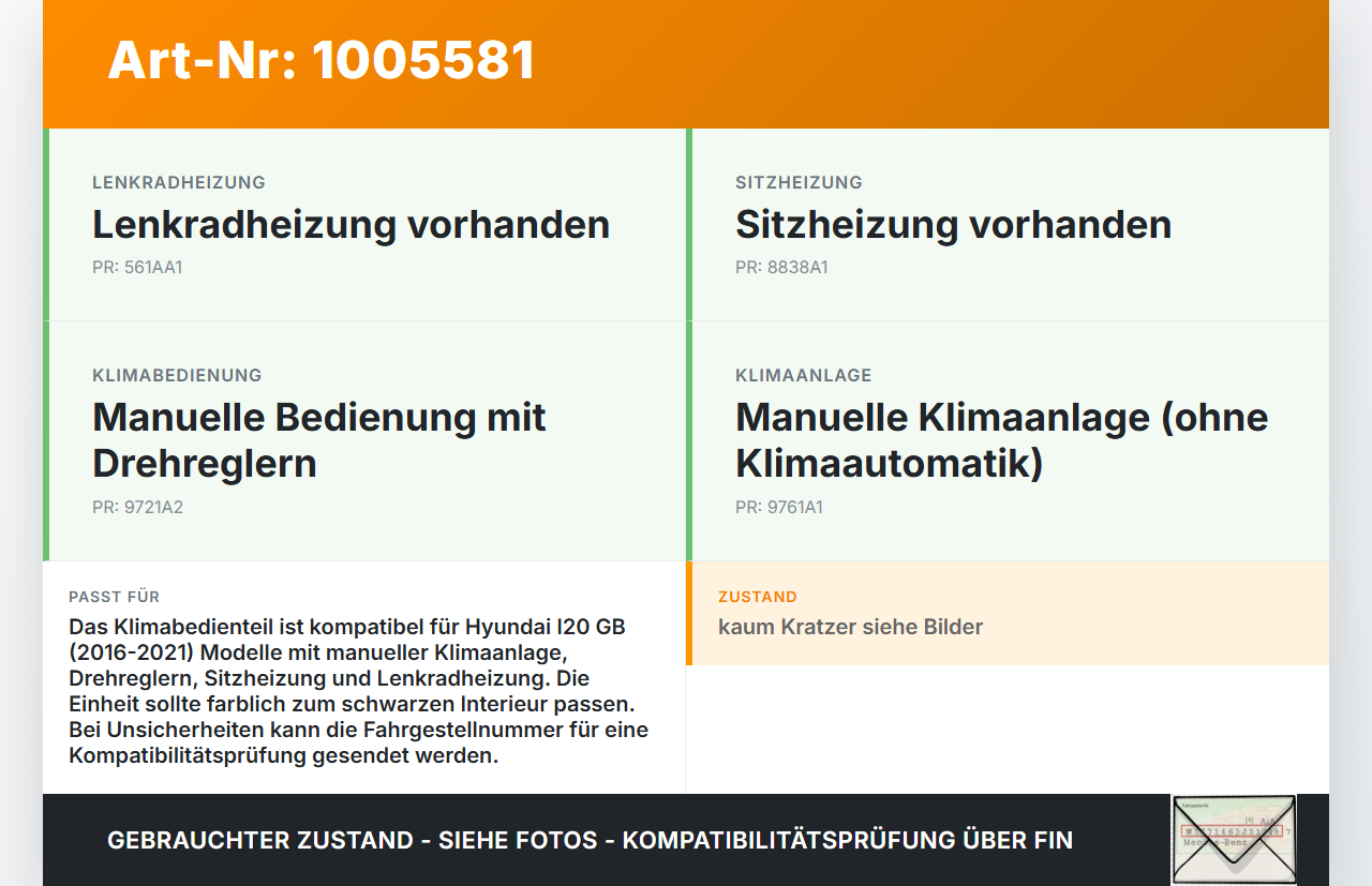 Hyundai I20 GB 16-21 Klimabedienteil Heizungsregler Schaltereinheit Hyundai I20 GB 16-21 17.04.2018 97250C-8110RDR... Vorschau 3