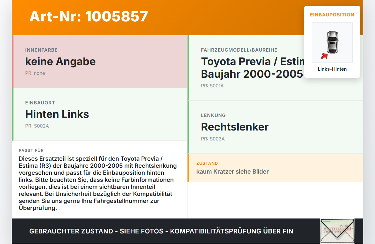 Toyota Previa Estima R3 00-05 Einstiegsleiste Trittstufe Links Hinten Toyota Previa Estima R3 00-05 01.07.2000... Vorschau 3