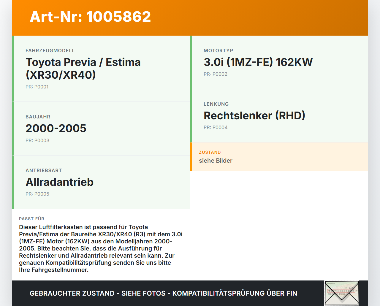 Toyota Previa Estima R3 00-05 3,0i 162KW Luftfilterkasten Luftfiltergehäuse Toyota Previa Estima R3 00-05... Vorschau 3