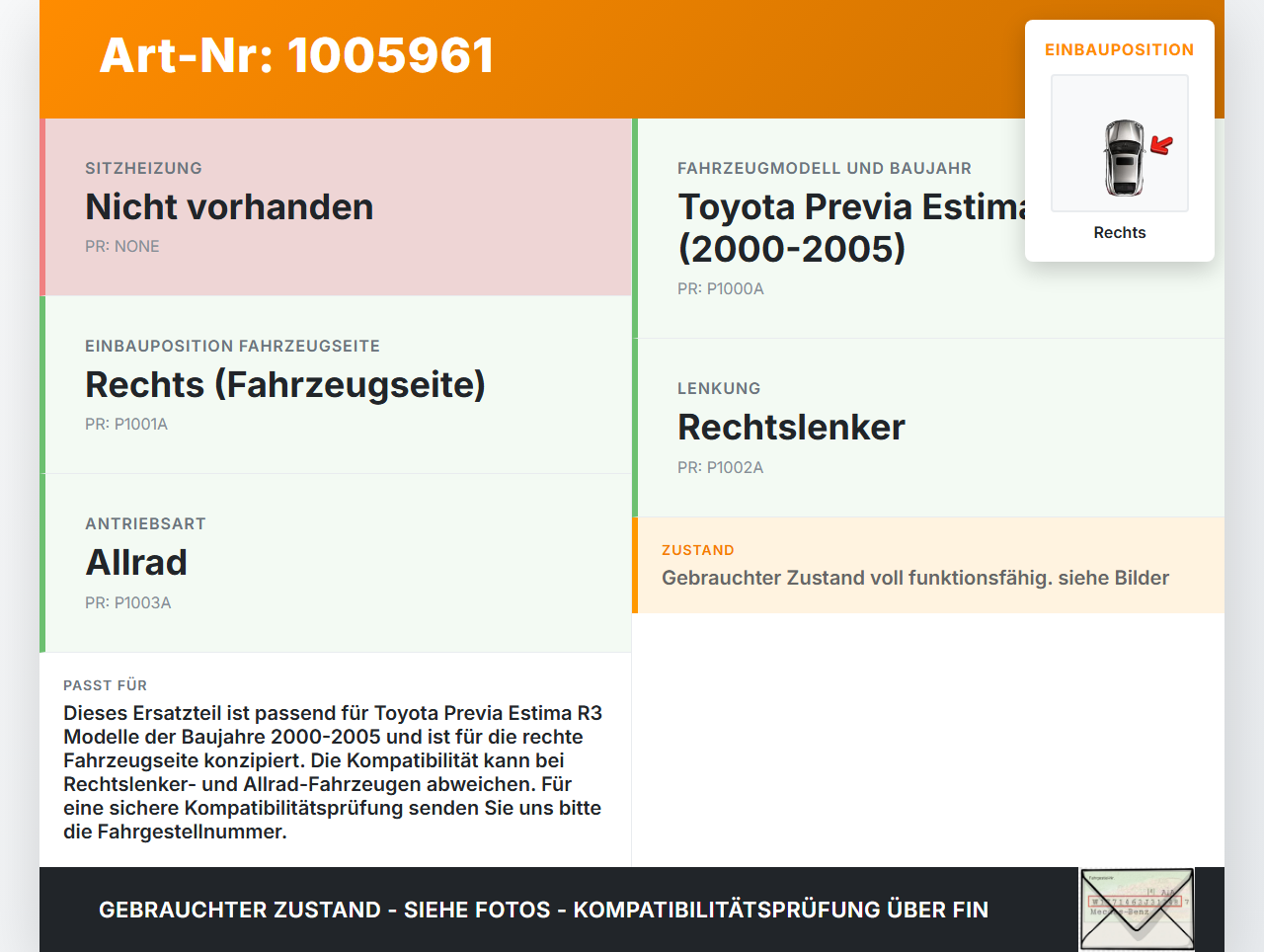 Toyota Previa Estima R3 00-05 Laufschiene Bodenschiene für Sitze Rechts Toyota Previa Estima R3 00-05 01.07.2000... Vorschau 3
